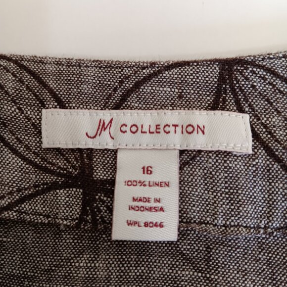 JM Collection Women's Plus Brown Linen Flower Circle Jacket Size 16 - Picture 9 of 11